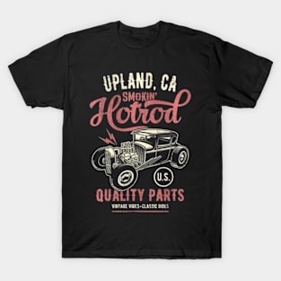 Upland California Retro Hotrod Car Distressed T-Shirt